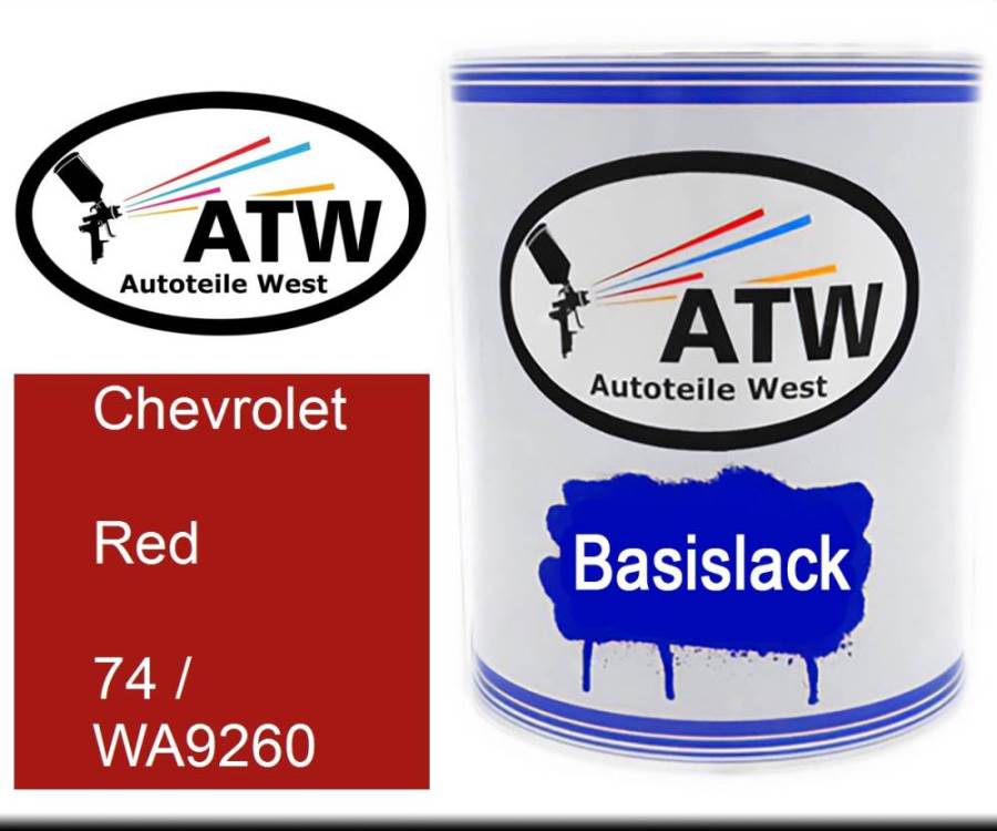 Chevrolet, Red, 74 / WA9260: 1L Lackdose, von ATW Autoteile West.